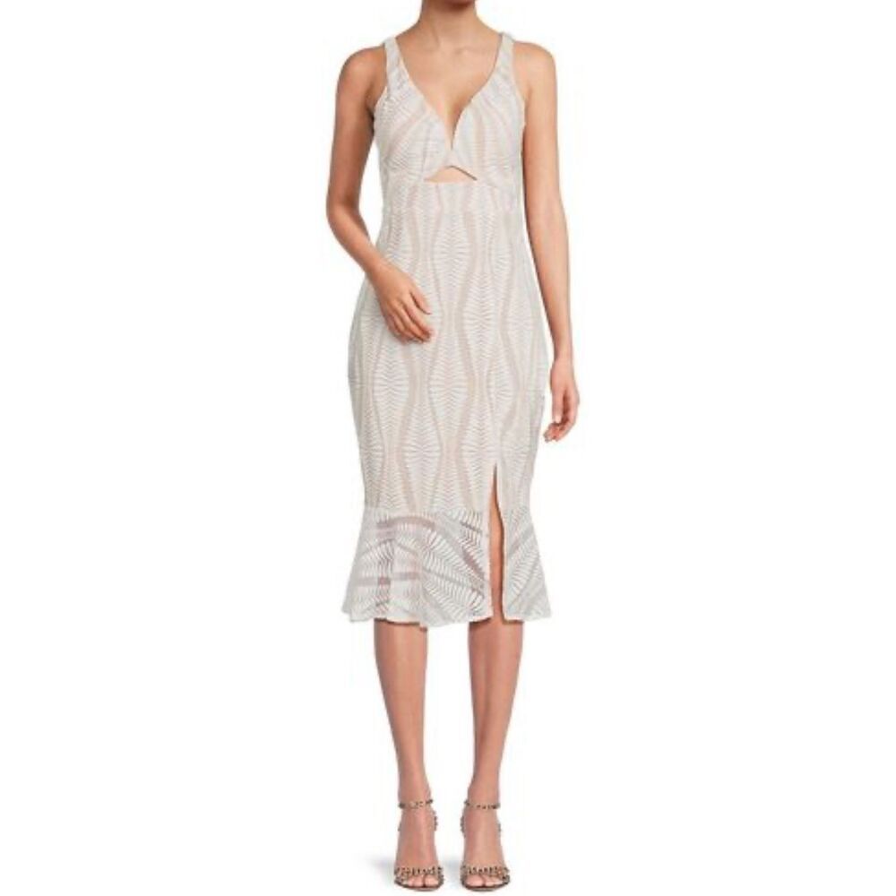 Guess Cream Midi Dress with Subtle Pattern